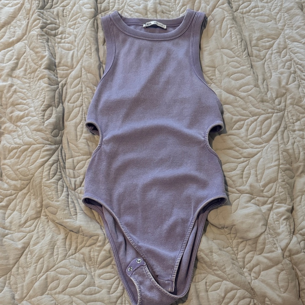 Zara purple bodysuit with cutouts